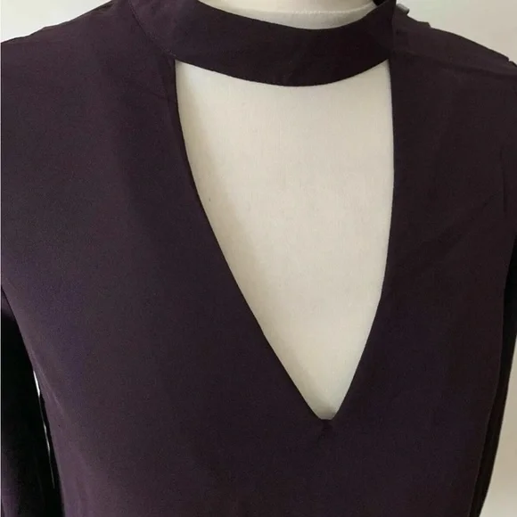 OASIS Purple Choker Neck Keyhole Blouse Long Sleeve Available Size 10 - Picture 3 of 7